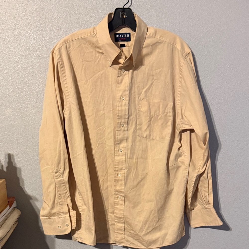 Dover Men's Casual Tan Button Down Shirt